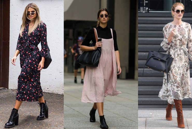 looks de bota com vestido